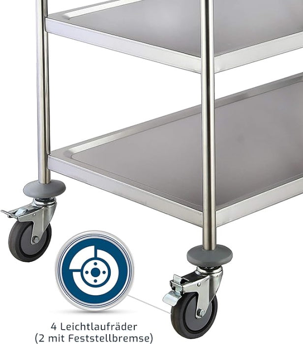 SARO 3-Shelf Stainless Steel Waiter's Trolley, BASTIAN Model 